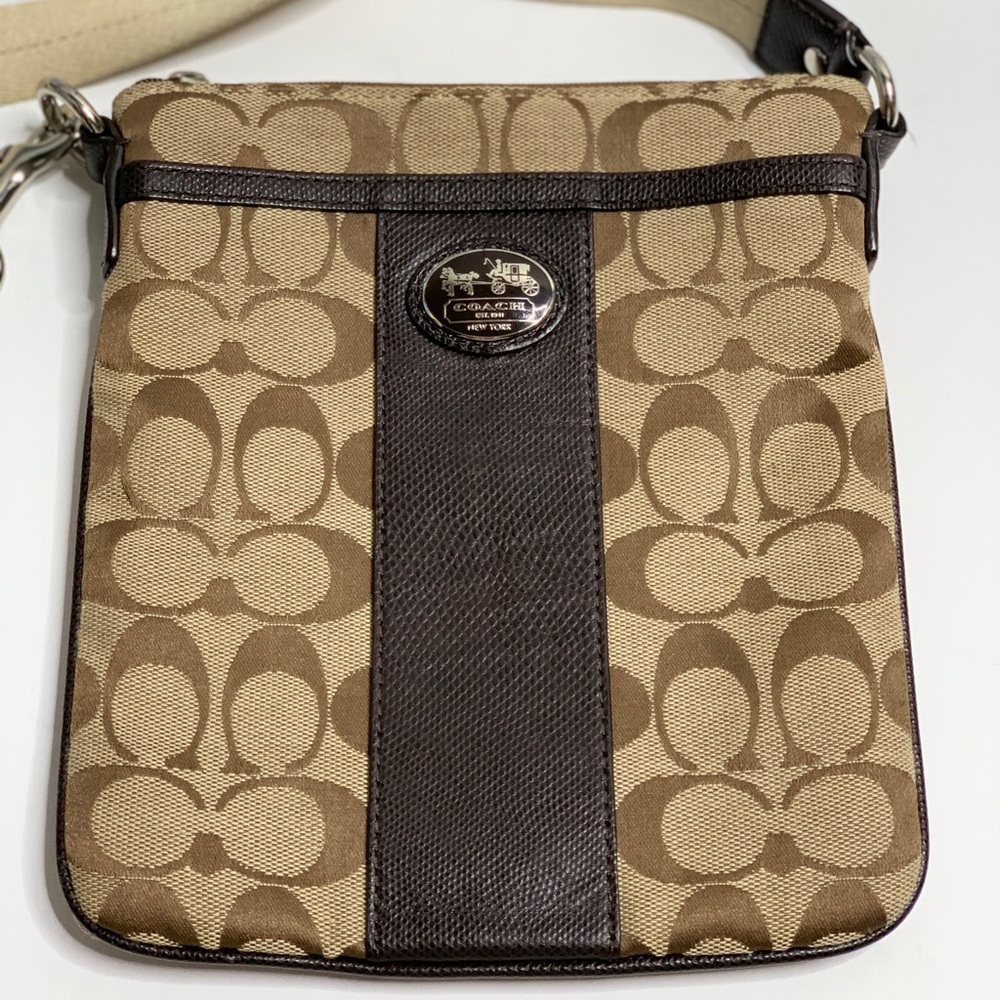 COACH Brown Monogram Canvas Crossbody Bag